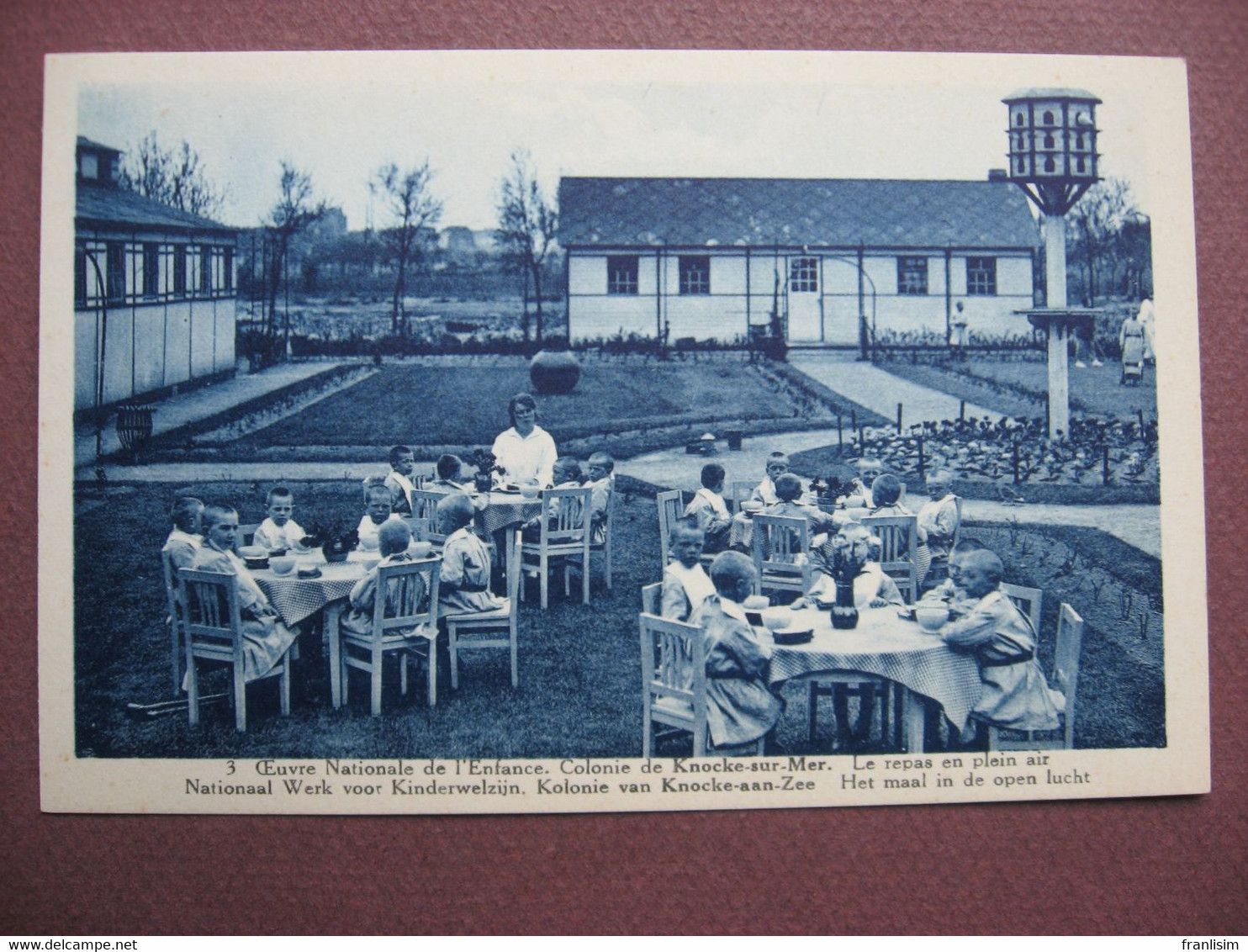 CPA Oeuvre Nationale De L'Enfance Colonie De KNOKKE KNOCKE SUR MER 1930 Repas Plein Air METIERS ENFANTS PUERICULTURE - Knokke