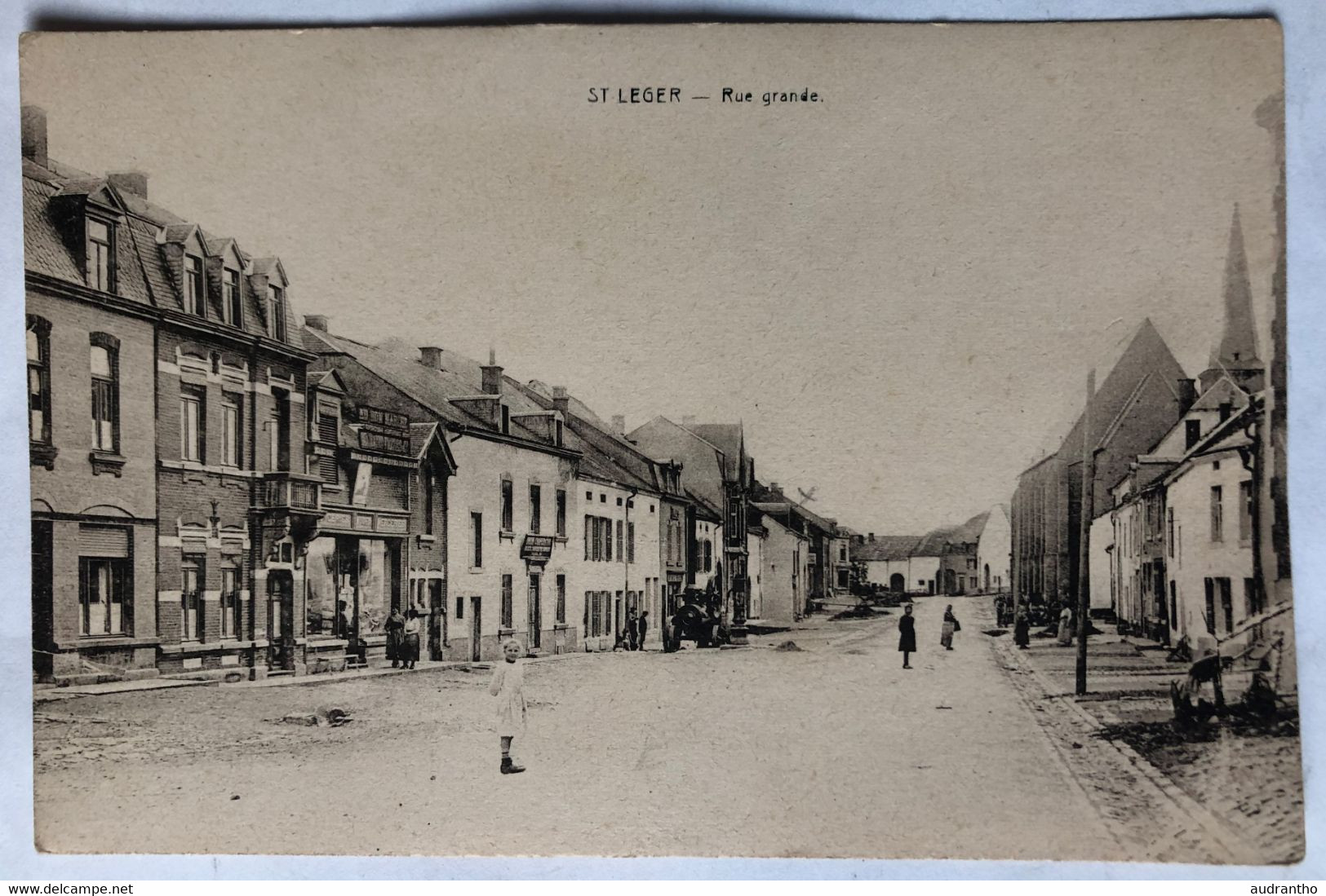 CPA Belgique Saint Léger Gaume - Rue Grande - Commerces Et Personnages - Saint-Leger