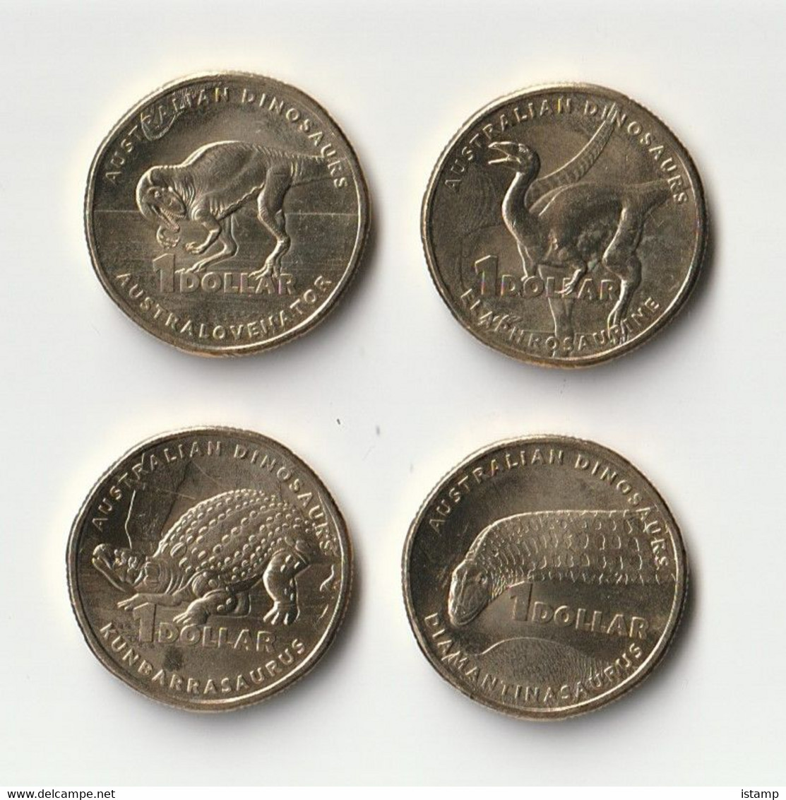 ⭐2022 - Australia DINOSAURS - Set Of 4 $1 Coins Circulated⭐ - Dollar