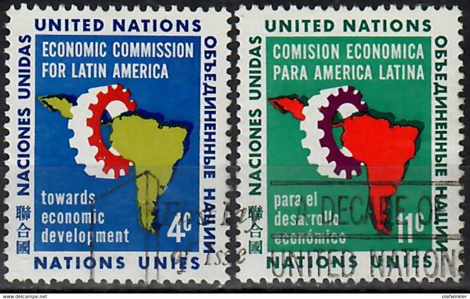 1961 Economic Commission For Latin America Sc 93-94 / YT 89-90 / Mi 107-8 Used / Oblitéré / Gestemplet [zro] - Gebruikt