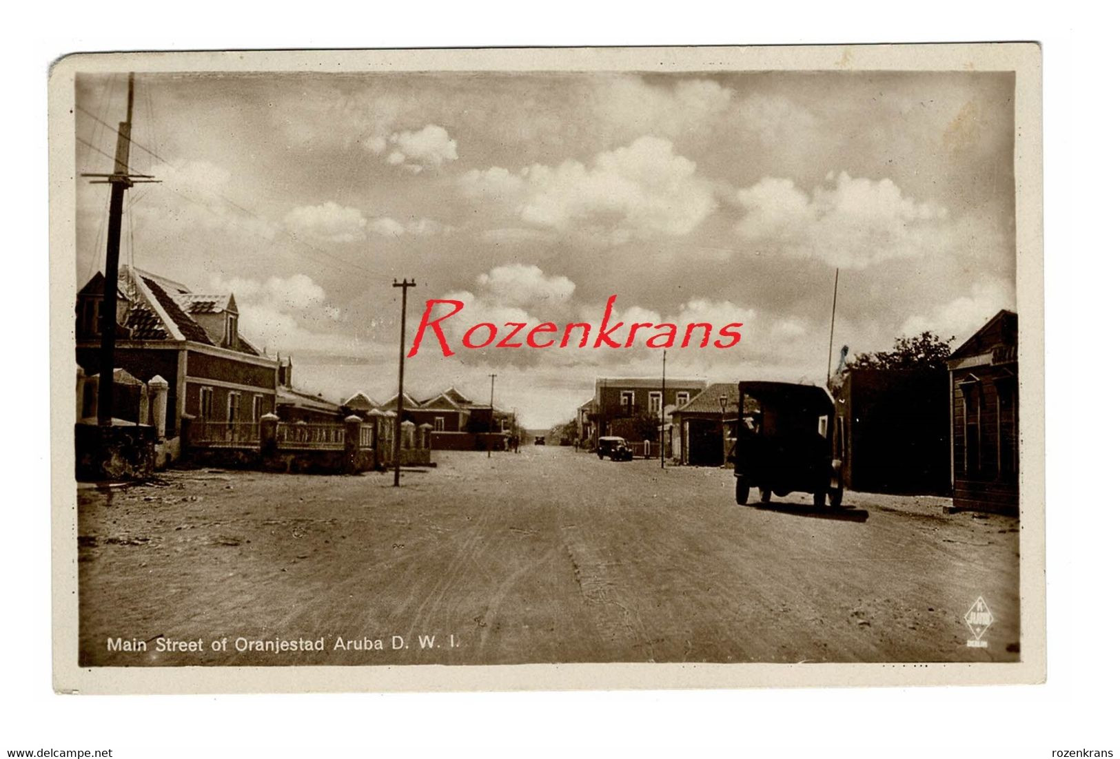 Aruba Nederlandse Antillen DWI ORANJESTAD Main Street With Truck Rare Old Postcard Dutch West Indies - Aruba