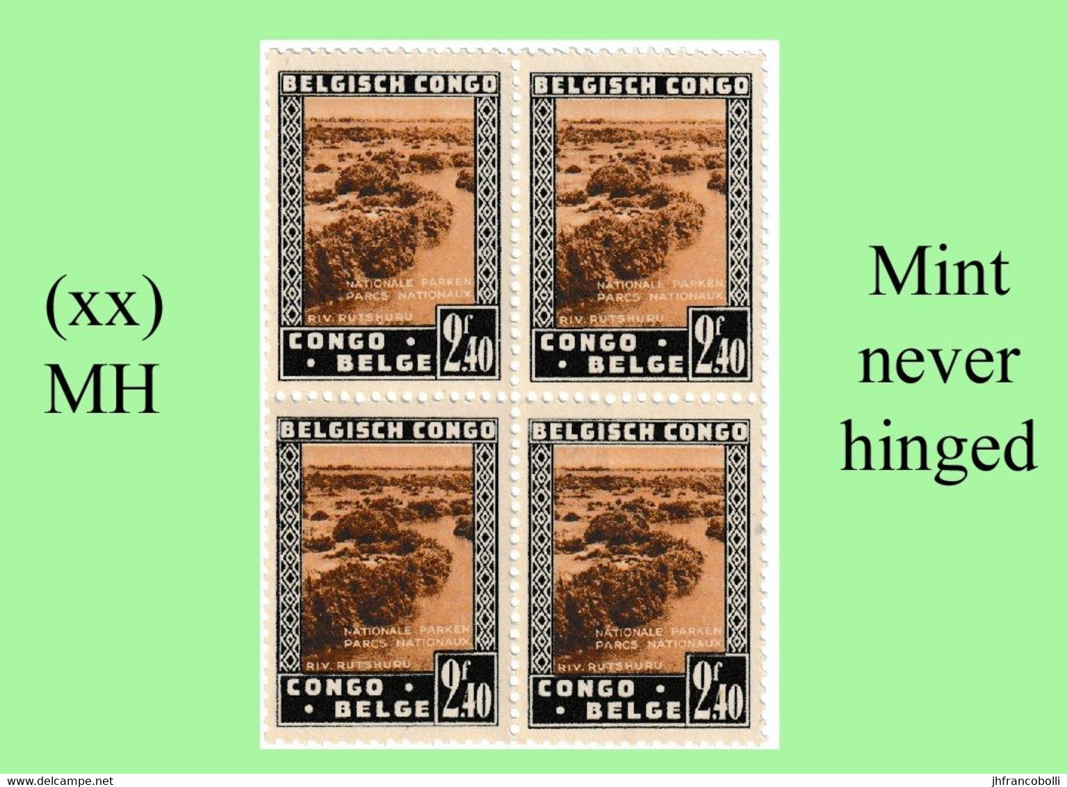 1938 ** BELGIAN CONGO / CONGO BELGE = COB 200 MNH RUTSHURU RIVER BLOCK OF -4- STAMPS WITH ORIGINAL GUM - Blocks & Sheetlets