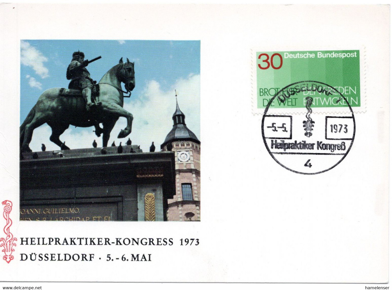 56356 - Bund - 1973 - 30Pfg Brot F.d.Welt EF A SoKte SoStpl DUESSELDORF - HEILPRAKTIKER-KONGRESS - Medicine