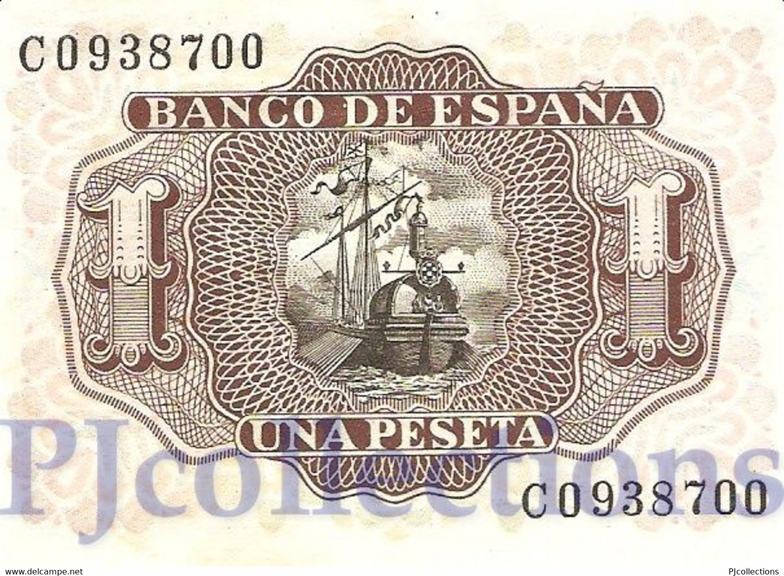 SPAIN 1 PESETA 1953 PICK 144a XF+ - 5 Peseten