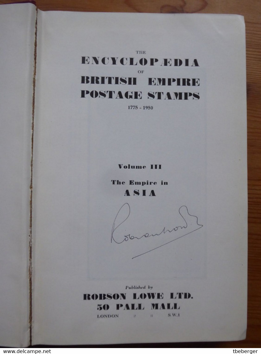 Robson Lowe Encyclopaedia British Empire Postage Stamps - Vol III Asia, 1st Edition 1951 - Manuali