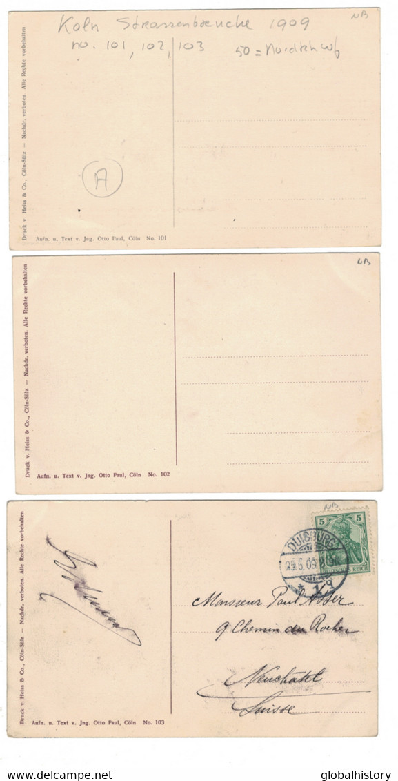 DH1278 - DAS AUSSCHWIMMEN DER ALTEN CÖLNER STRASSENBRÜCKE IM FRÜJAHR 1909 - 3x PC - Koeln