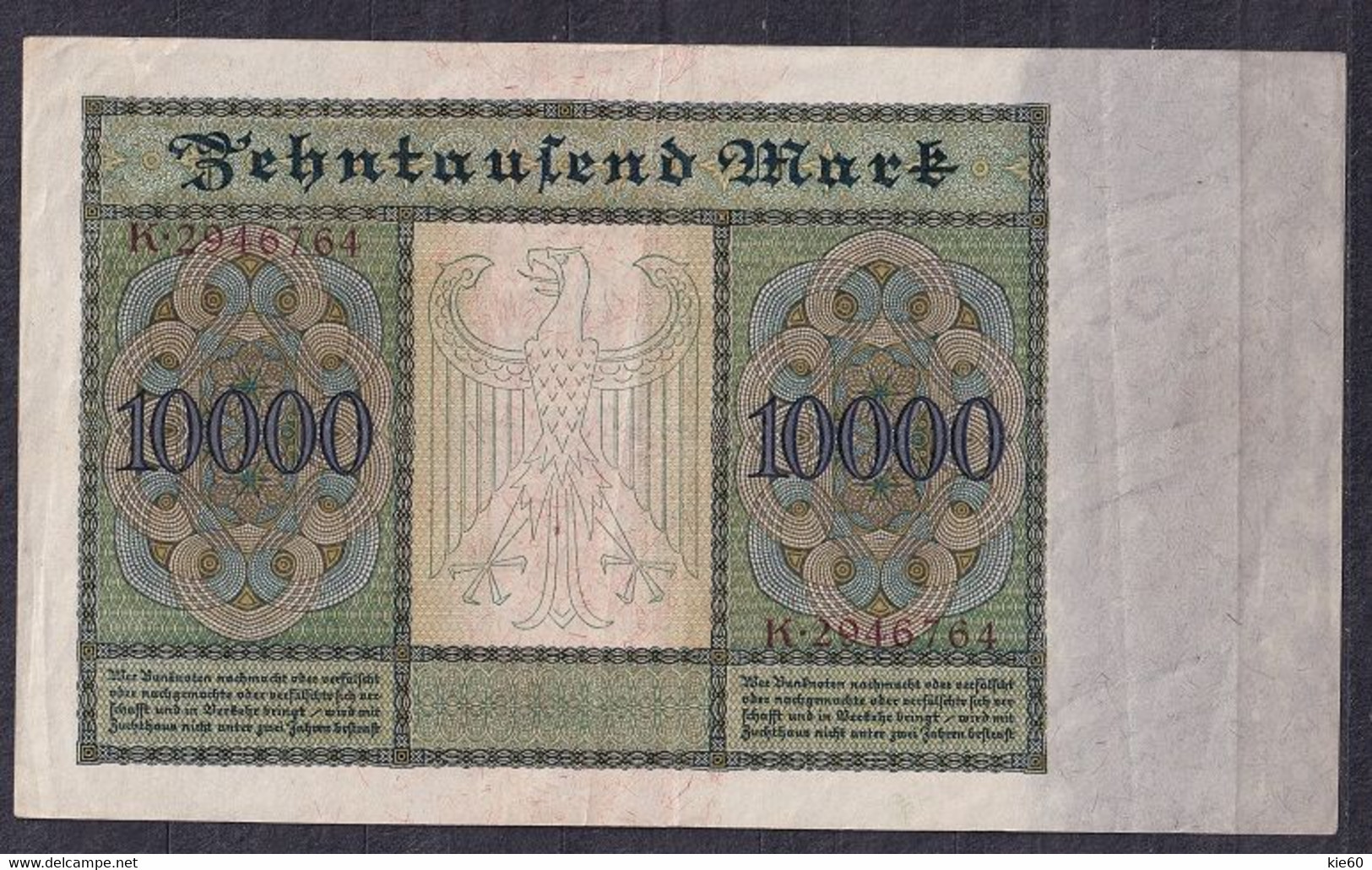 Germany - 1922 - 10 000 Mark .. - S K/K  P70, R68a.. VF - 10.000 Mark