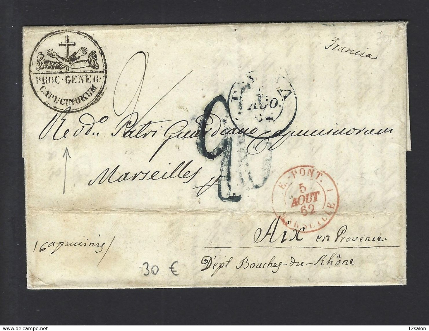 Lettre Entrée Maritime E PONT Marseille 1862 - Maritieme Post