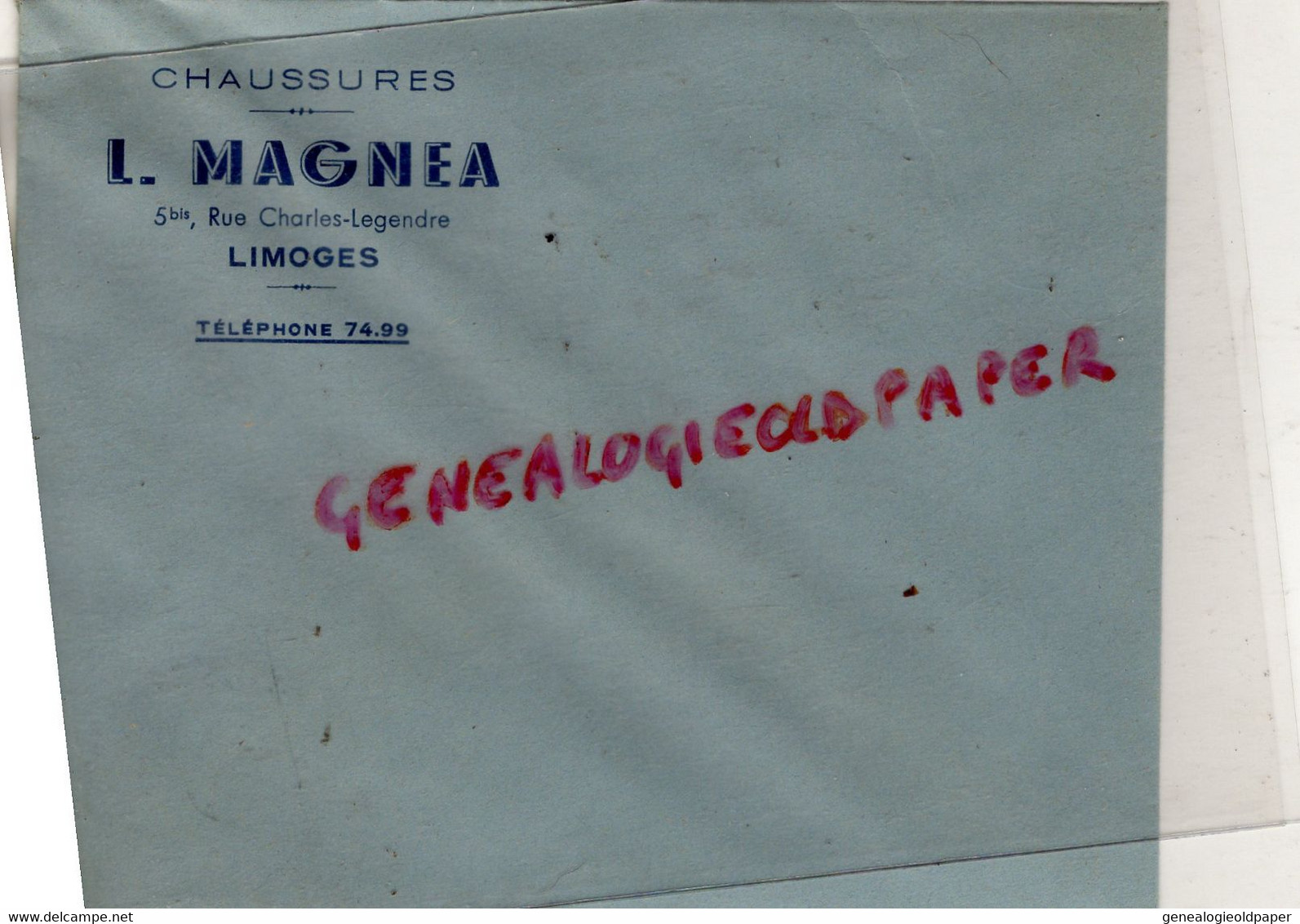 87-LIMOGES- RARE ENVELOPPE L. MAGNEA  MARCHAND CHAUSSURES - 5 BIS RUE CHARLES LEGENDRE- - Kleidung & Textil