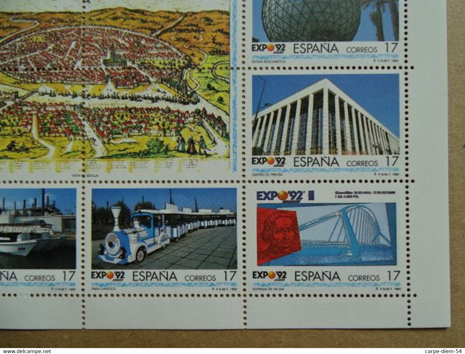 Espagne - Feuillet Numéroté - Universal Exhibition Sevilla 1992 - 12 Timbres De 17 Pesetas - 1992 - 1992 – Séville (Espagne)