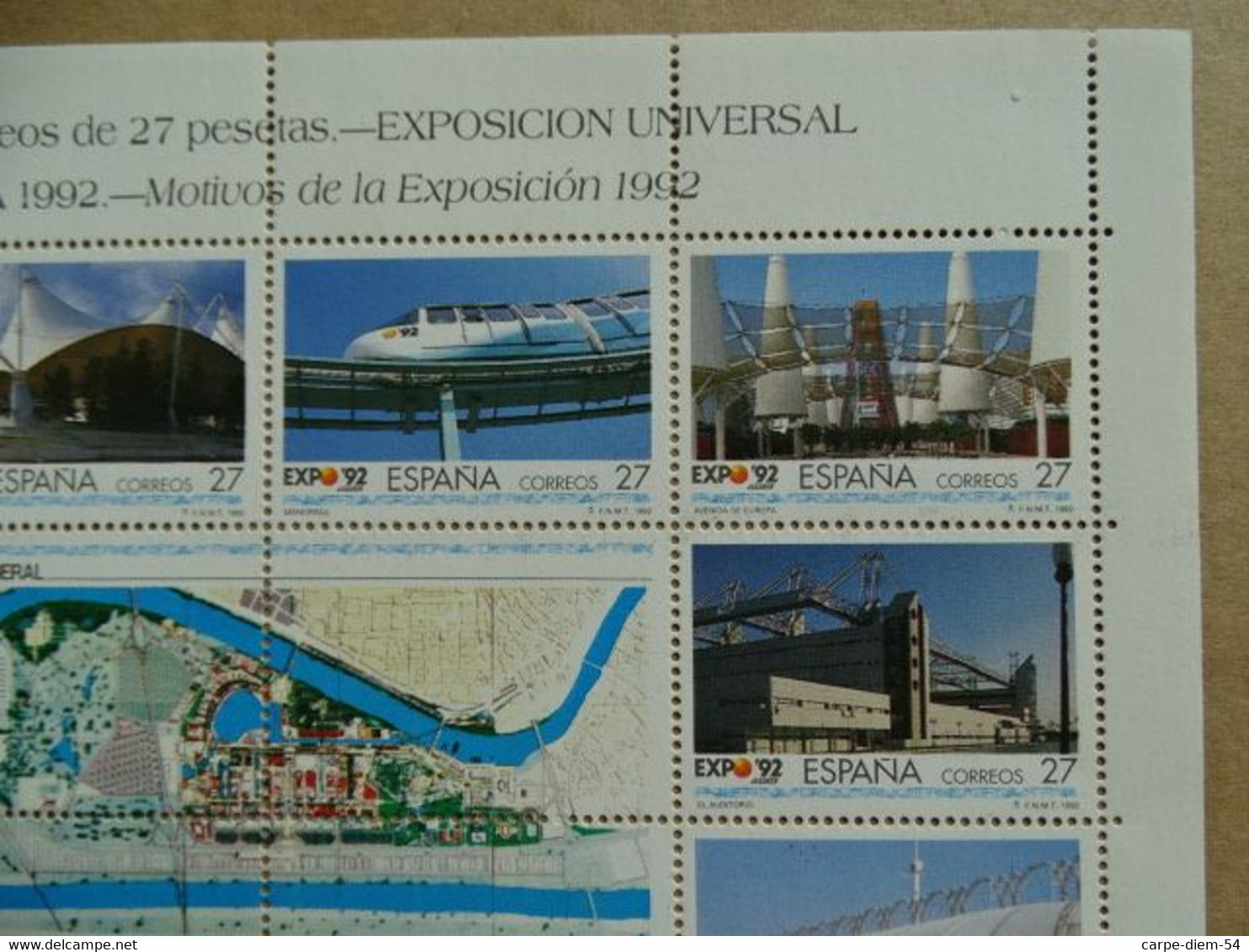 Espagne - Feuillet Numéroté - Universal Exhibition Sevilla 1992 - 12 Timbres De 27 Pesetas - 1992 - 1992 – Sevilla (Spanje)