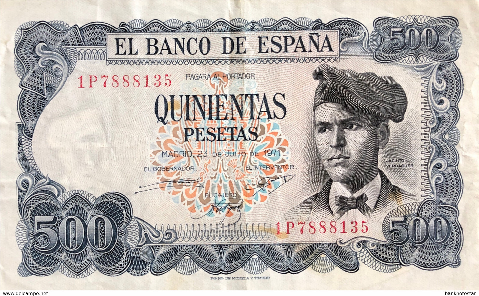 Spain 500 Pesetas, P-153 (23.3.1971) - Very Fine - 500 Pesetas