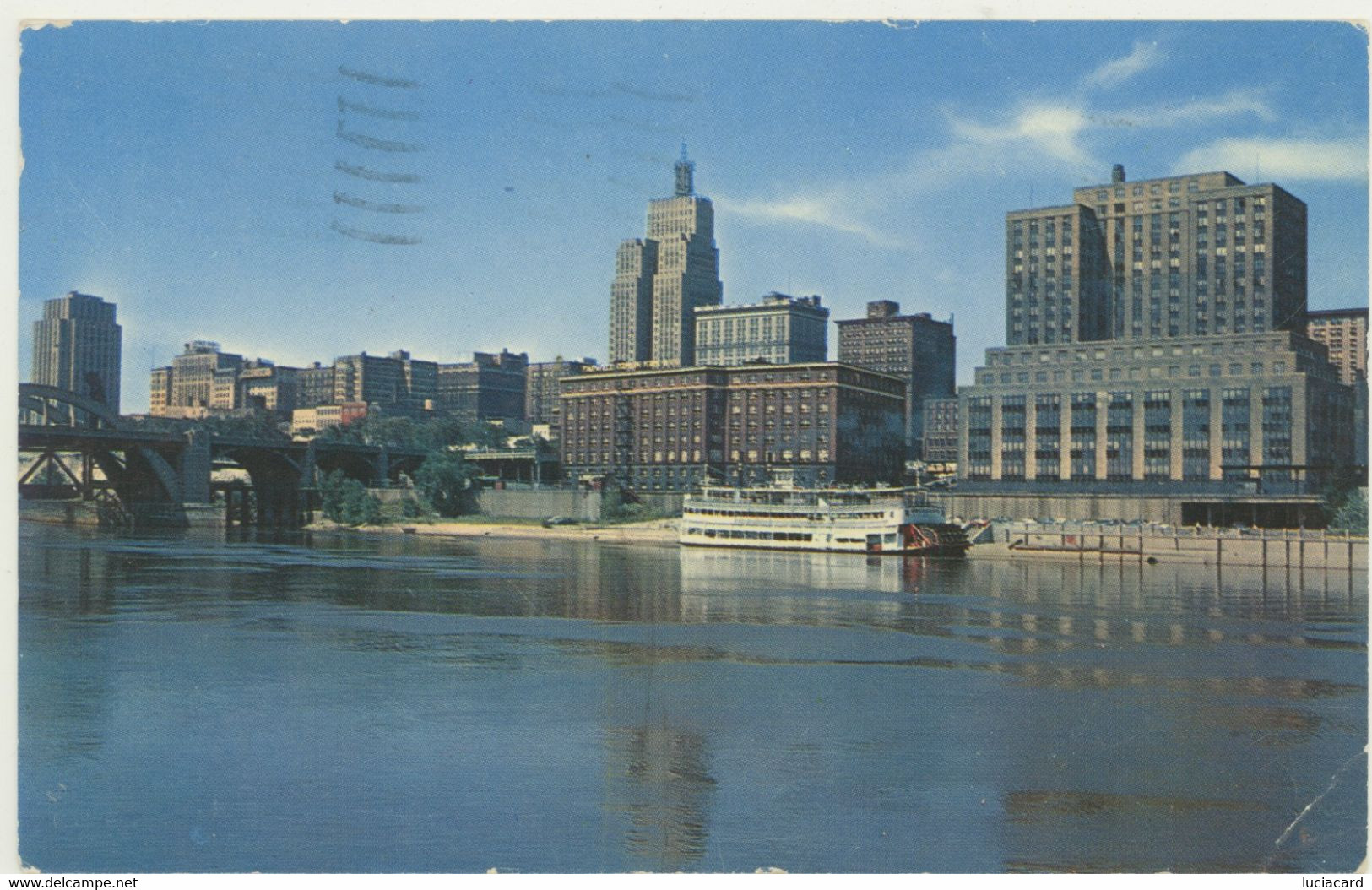 ST. PAUL MINNESOTA -SKYLINE FROM THE MISSISSIPPI RIVER - St Paul