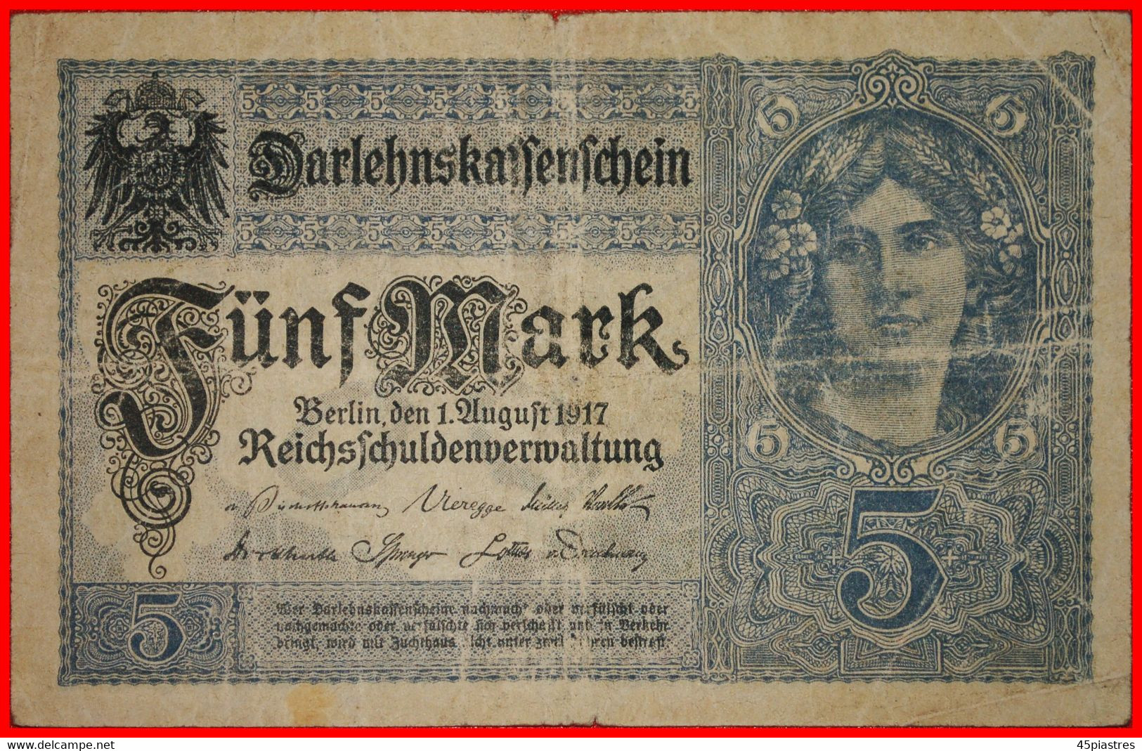 ~ DARLEHNSKASSENSCHEIN: GERMANY ★ 5 MARK 1917! LOW START ★ NO RESERVE! - 5 Mark