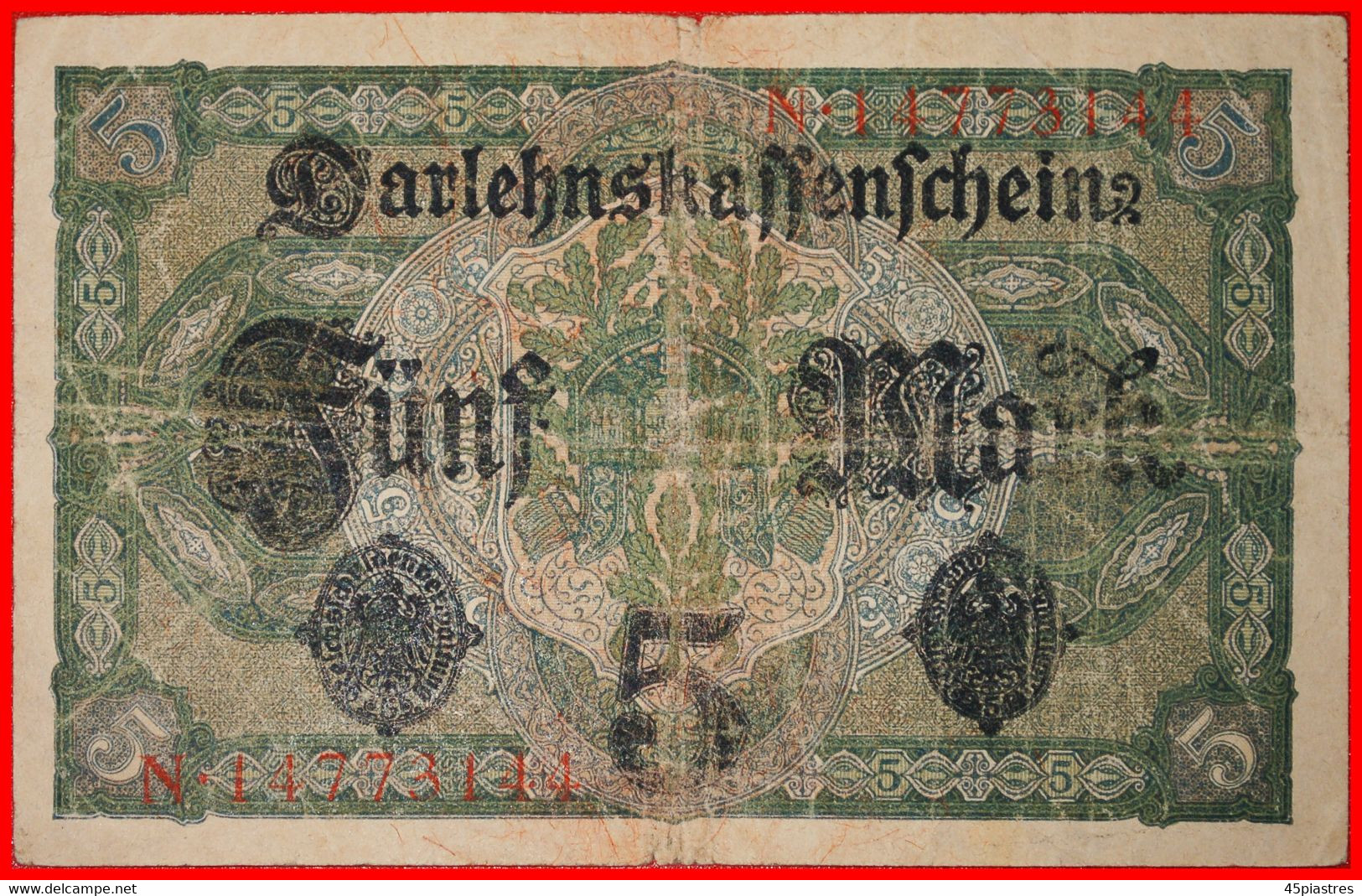 ~ DARLEHNSKASSENSCHEIN: GERMANY ★ 5 MARK 1917! LOW START ★ NO RESERVE! - 5 Mark