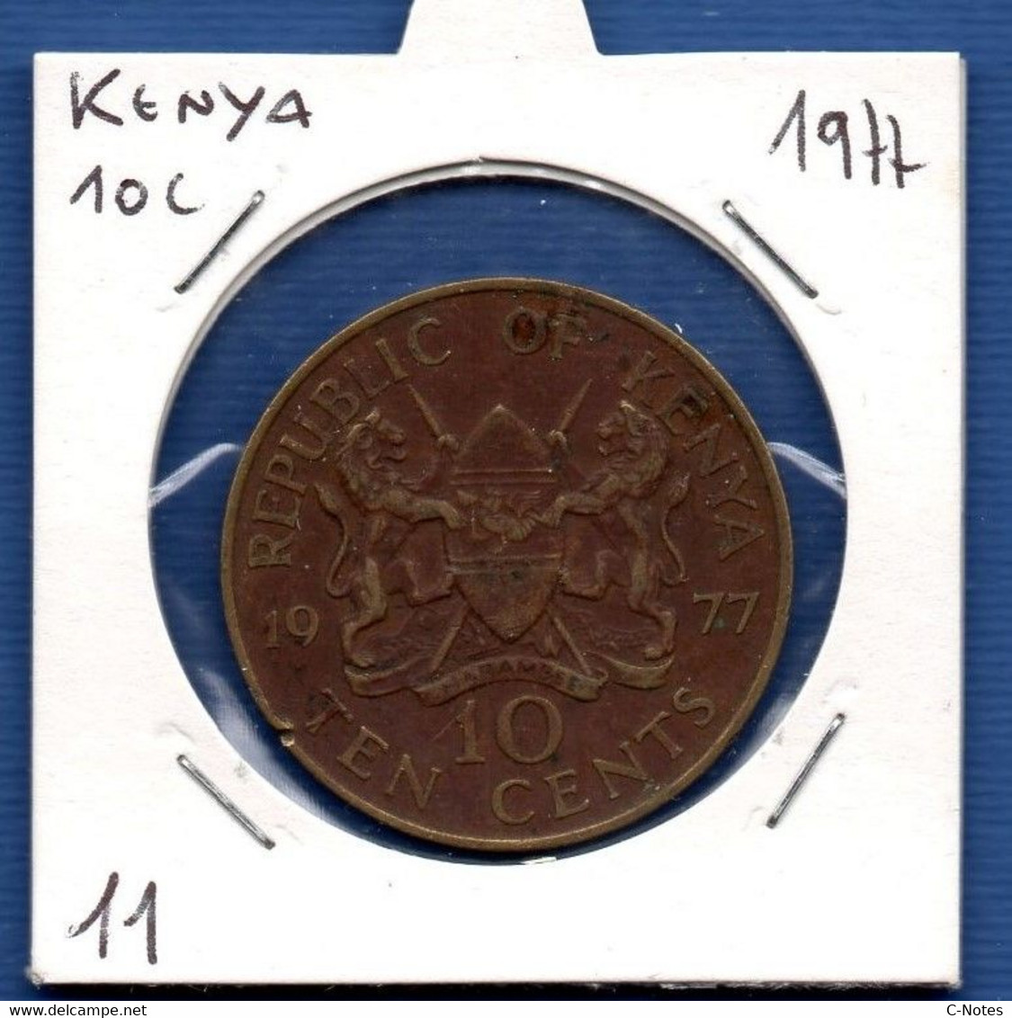 KENYA - 10 Cents 1977 -  See Photos -  Km 11 - Kenya