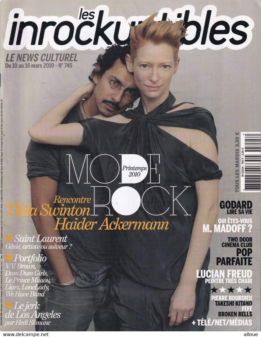 LES INROCKUPTIBLES - N° 745 03-2010 - TILDA SWINTON/HAIDER ACKERMANN-YVES SAINT LAURENT-FETE- - Musica