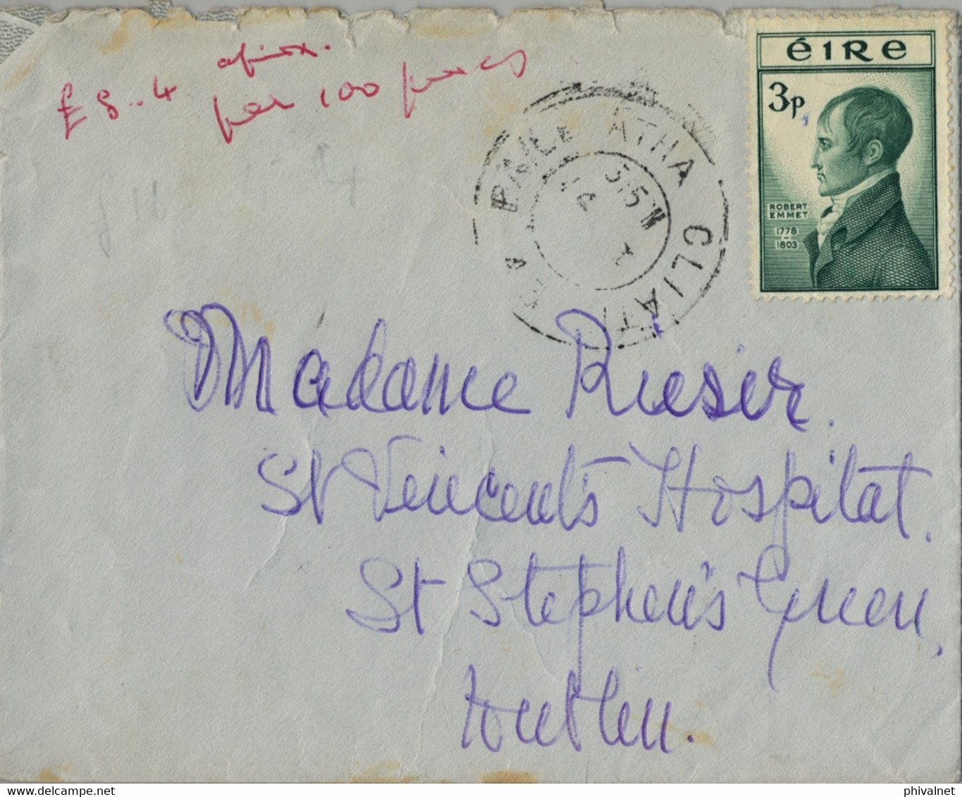 1954 IRLANDA , BAILE ATHA CLIATH - ST. STEPHEN' S , SOBRE CIRCULADO - Storia Postale