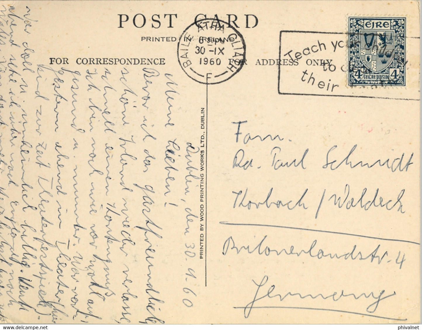 1960 IRLANDA , T.P. CIRCULADA , BAILE ATHA CLIATH - Lettres & Documents