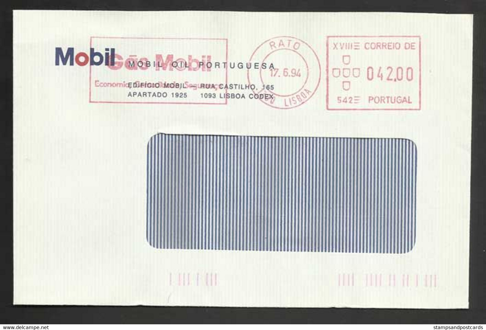 Portugal EMA Cachet Rouge Mobil Gaz 1994 Meter Stamp Mobil Gaz - Gaz