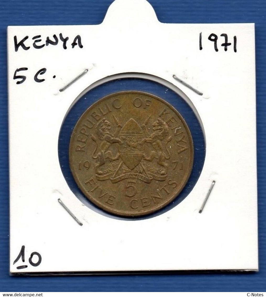 KENYA - 5 Cents 1971 -  See Photos -  Km 10 - Kenya