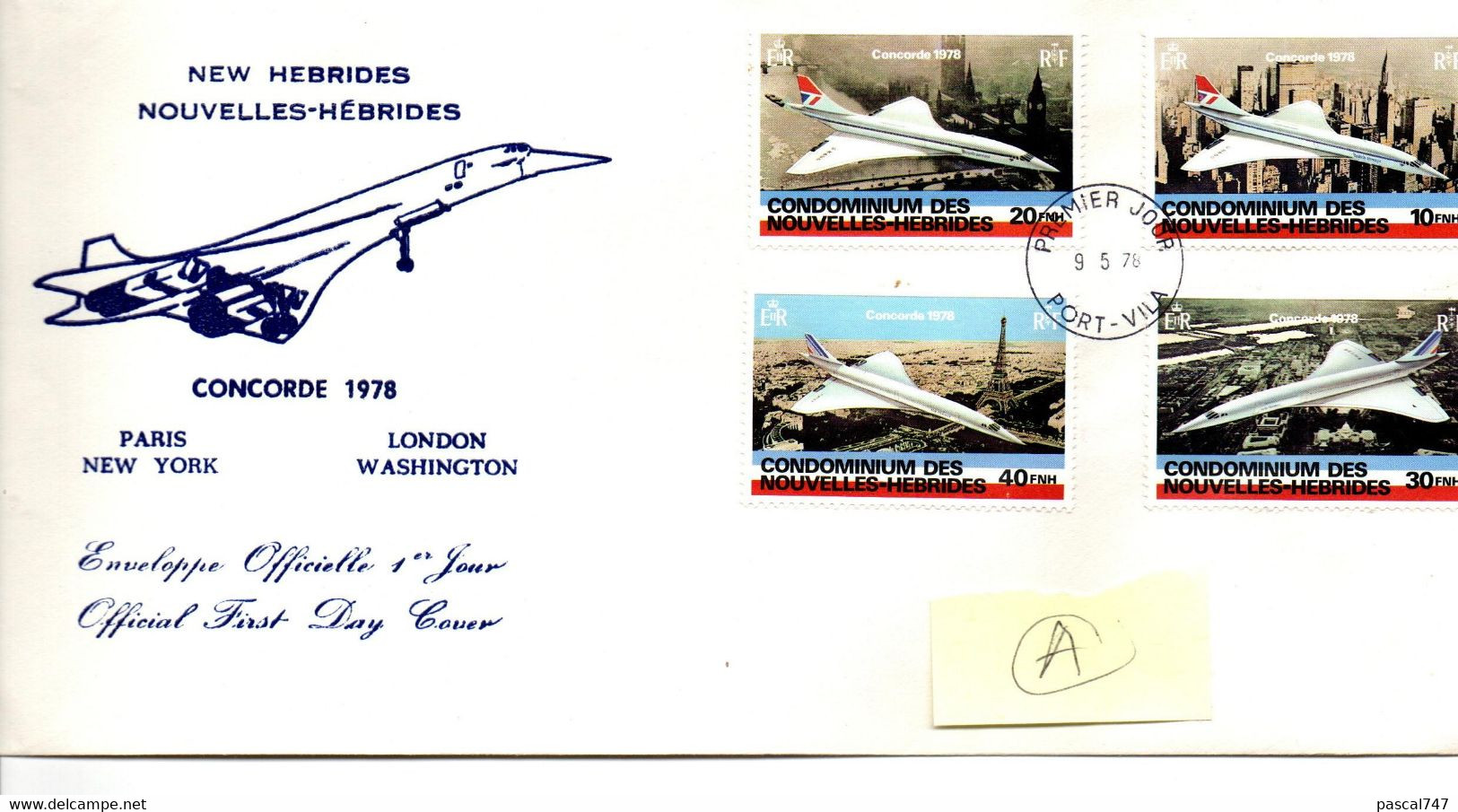 Concorde Premier Vol Jour Avion Airmail Air 1978 Port Vlla New Hebrides - FDC