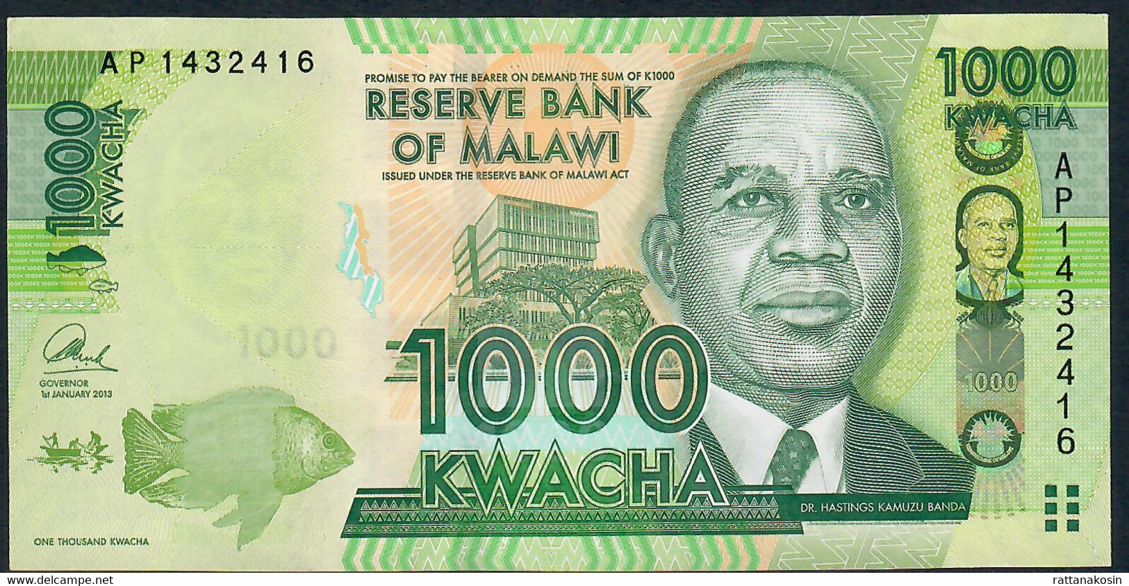 MALAWI P62b 1000 KWACHA 2013 #AP UNC. - Malawi