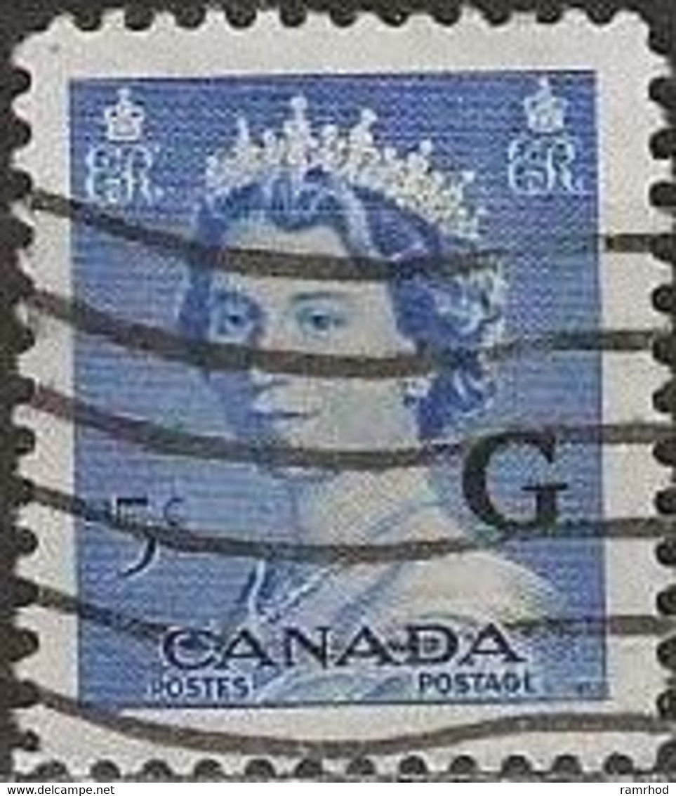 CANADA 1955 Official - Queen Elizabeth II - 5c. - Blue FU - Overprinted