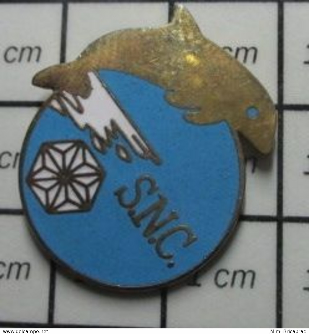 410D Pin's Pins / Beau Et Rare / THEME : SPORTS / CLUB NATATION SNC STADE NAUTIQUE CAENNAIS DAUPHIN - Schwimmen