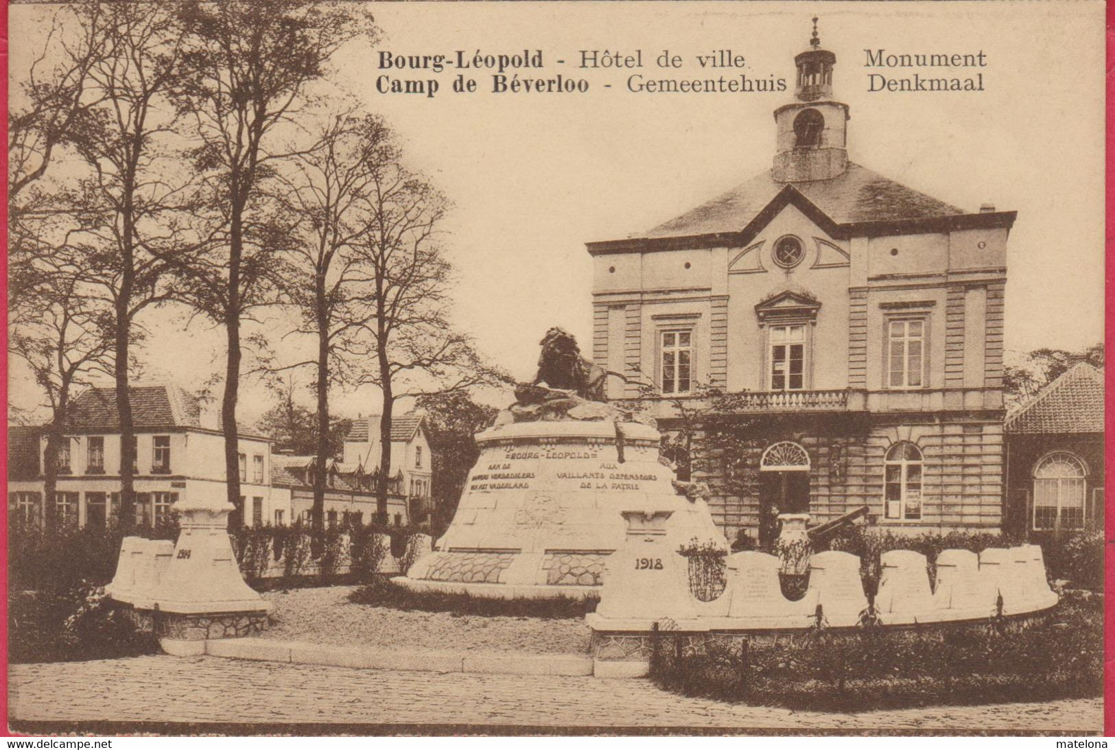 BELGIQUE LIMBOURG BOURG-LEOPOLD CAMP DE BEVERLOO HOTEL DE VILLE MONUMENT - Leopoldsburg (Camp De Beverloo)