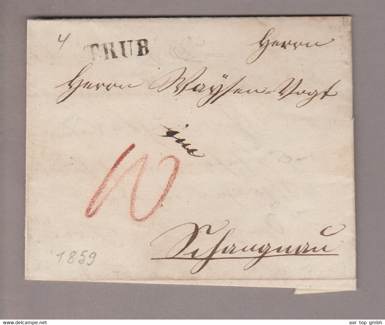 CH Heimat BE Trub 1859-01-18 Langstempel Auf BOM Nach Langnau - Lettres & Documents