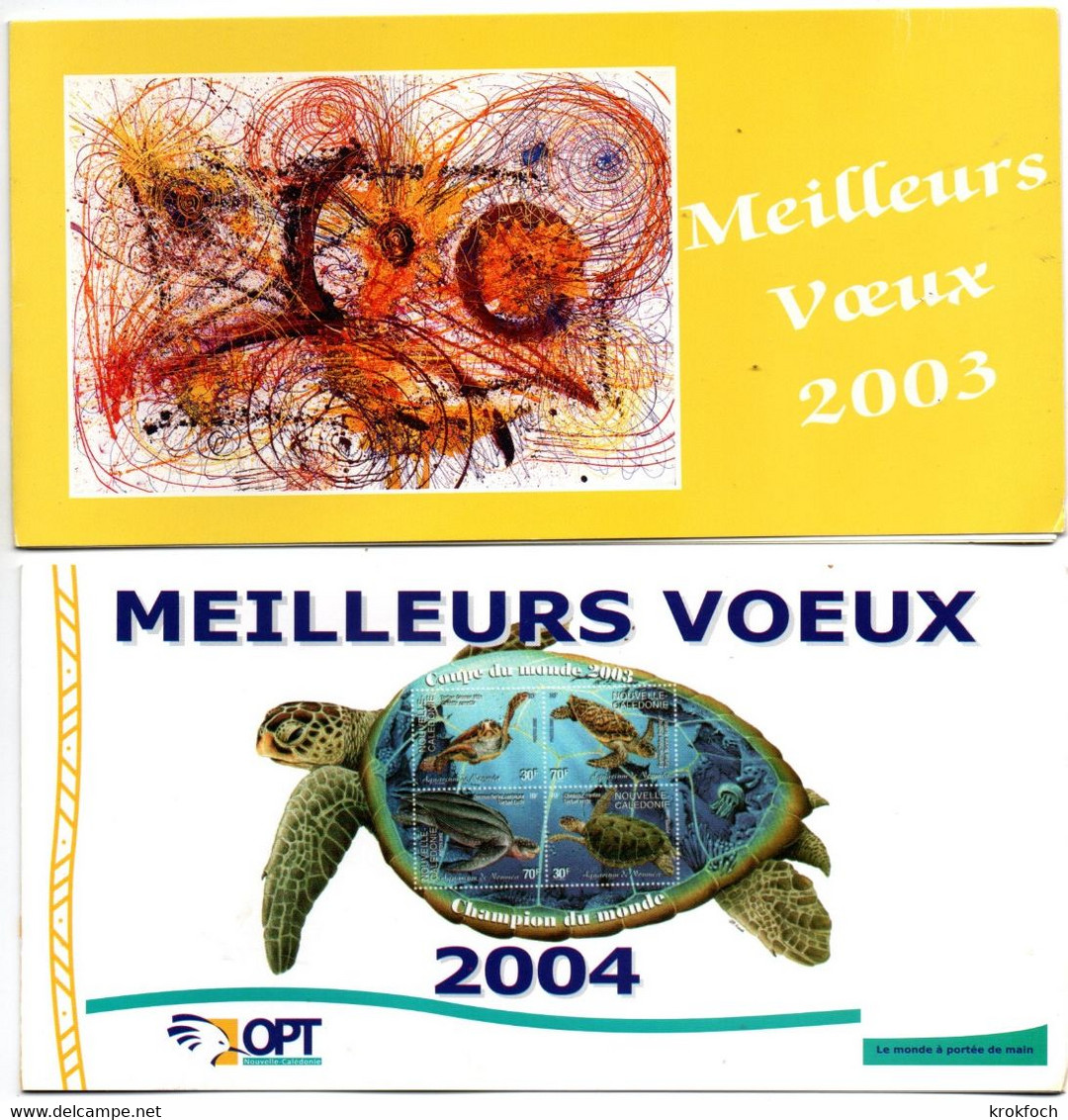 Cartes De Vœux OPT 2003 & 2004 - Carte 2003 Avec Timbre 100 FCFP - Briefe U. Dokumente