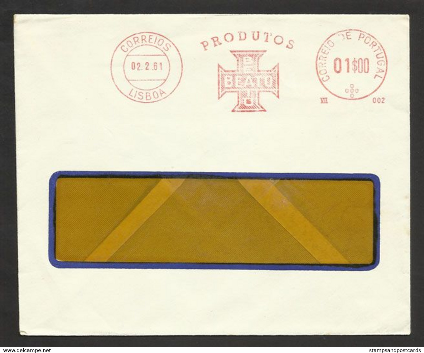 Portugal EMA Cachet Rouge Produits Beato Croix De L'Ordre Du Christ 1961 Cross Of The Order Of Christ Meter Franking - Machines à Affranchir (EMA)