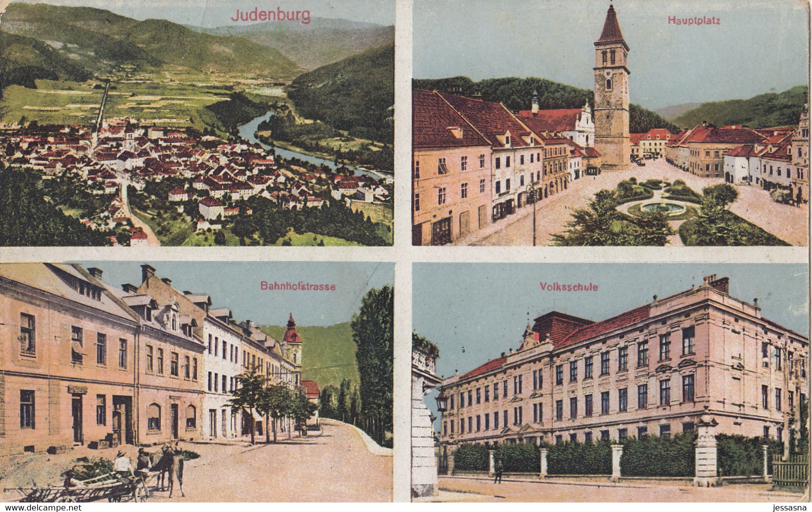 AK - JUDENBURG - Mehrbild Mit Bahnhofstrasse U. Volksschule 1917 - Judenburg