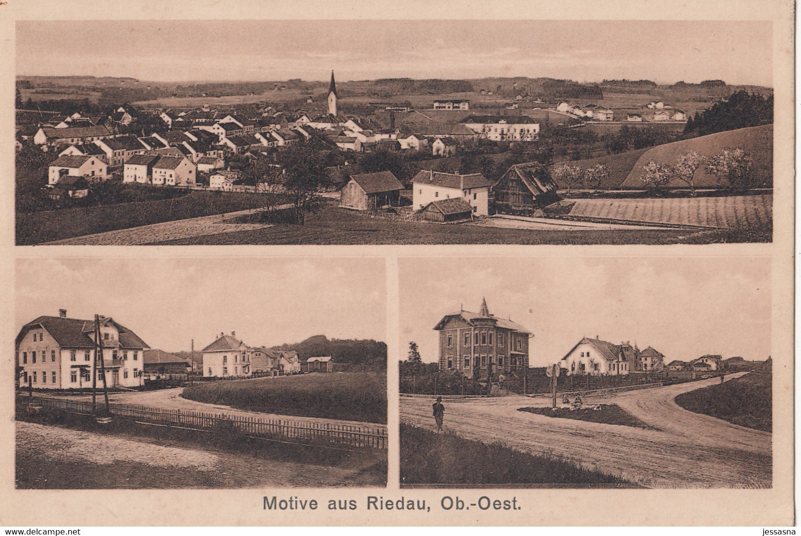 AK - RIEDAU Im Innviertel - Ortspanorama - Gasthof - Strassenpartie 1920 - Schärding