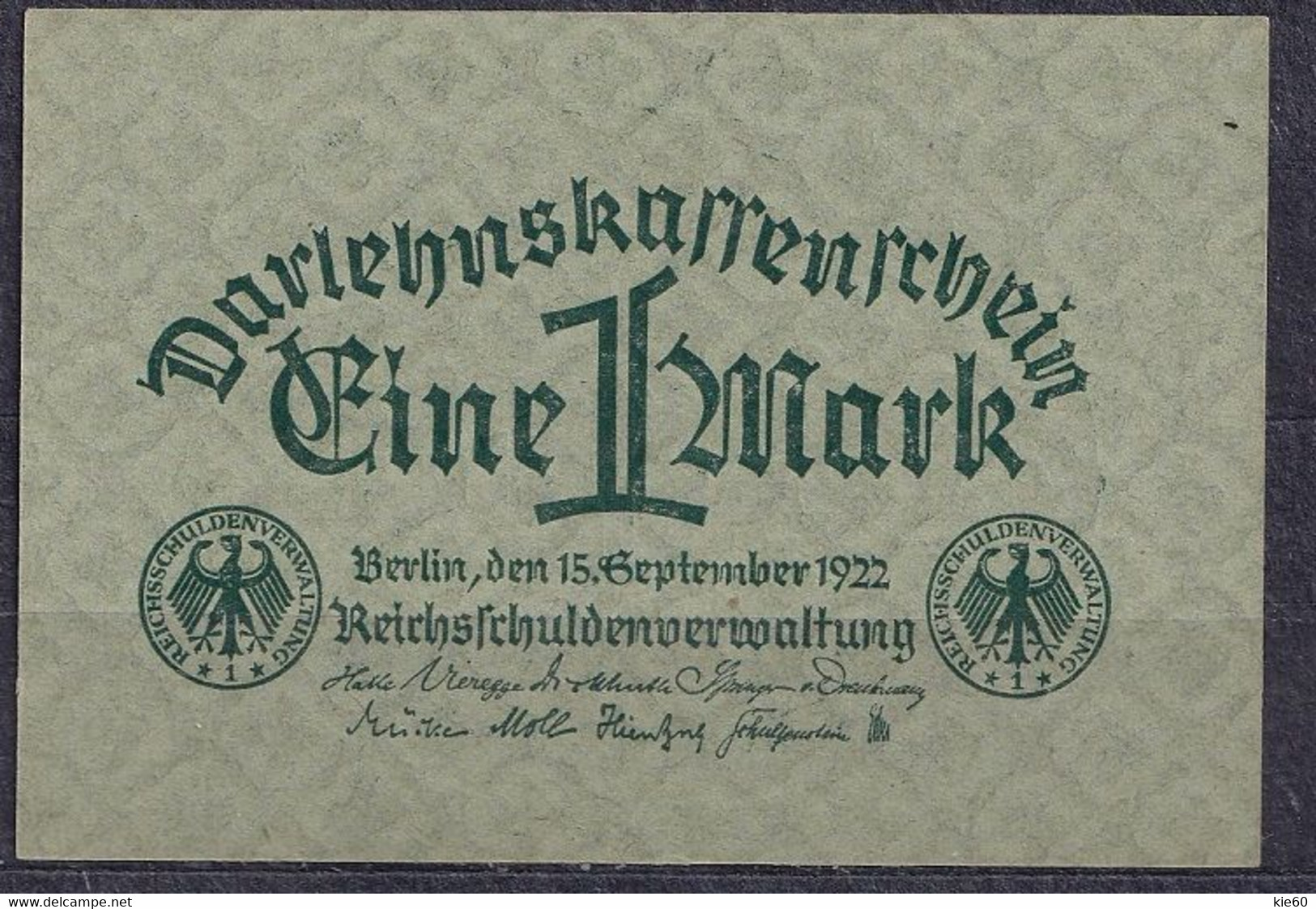 Germany - 1922 - 1 Mark .. - P61b2, R73c.. UNC - 1 Mark