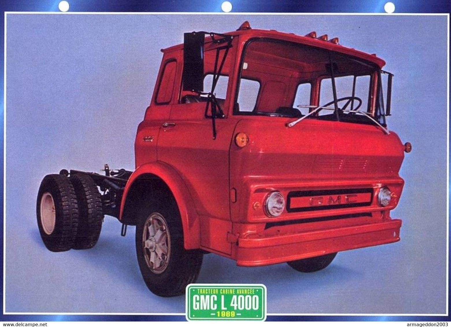 C2/ FICHE CARTONNE CAMION SERIE TRACTEUR CABINE US 1969 GMC L 4000 - Camions