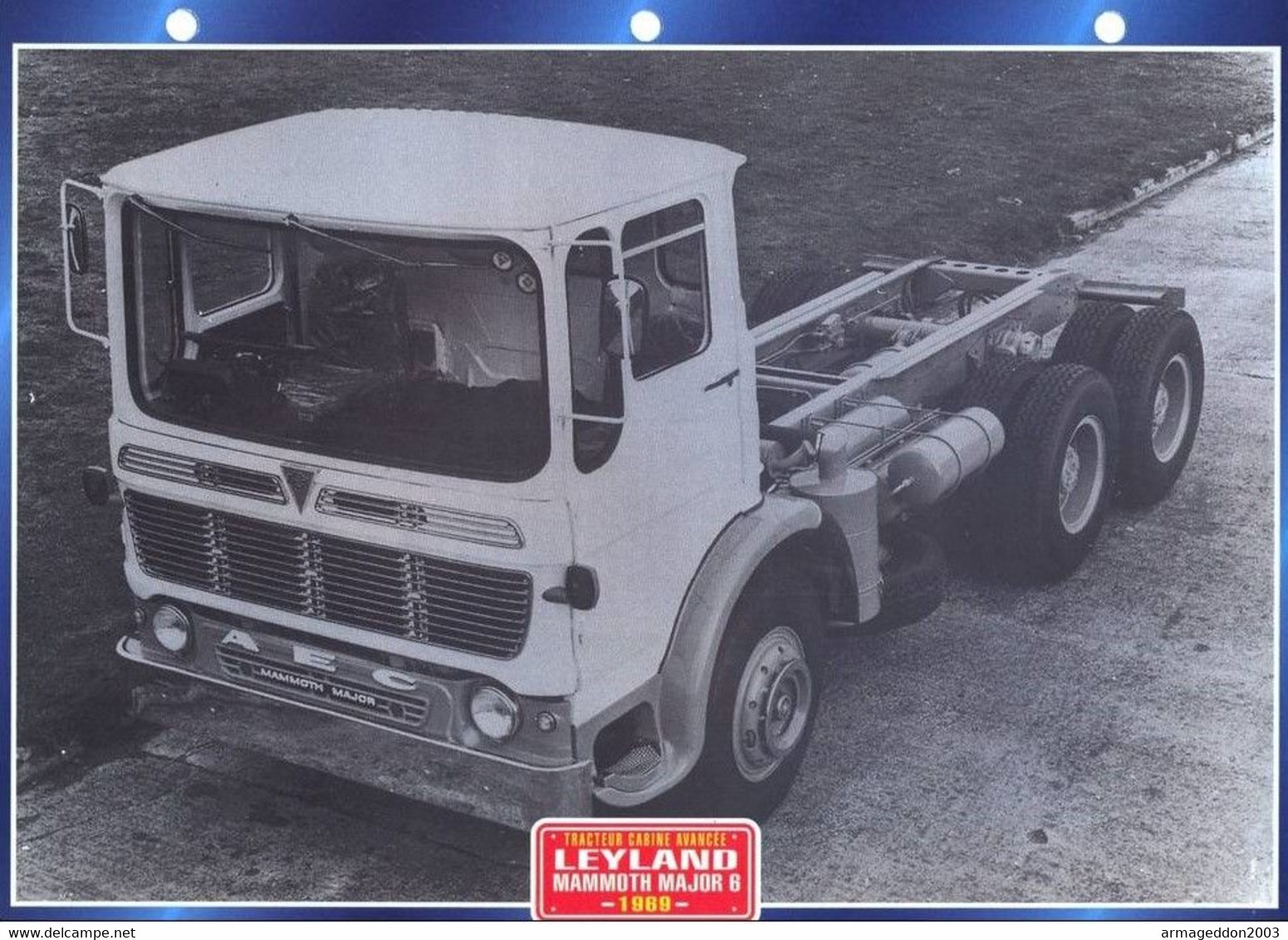 C2/ FICHE CARTONNE CAMION SERIE TRACTEUR CABINE GB 1969 LEYLAND MAMMOTH MAJOR 6 - Camions