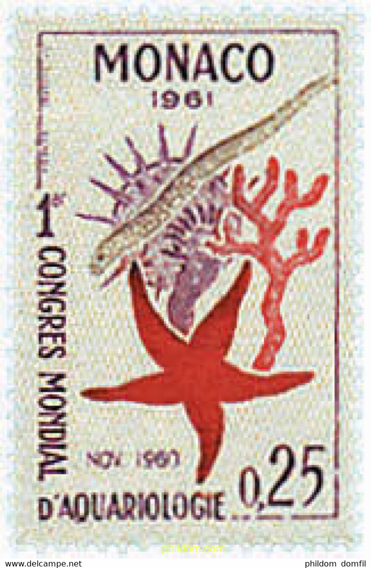 51793 MNH MONACO 1961 PRIMER CONGRESO MUNDIAL DE ACUARIOLOGIA - Otros & Sin Clasificación