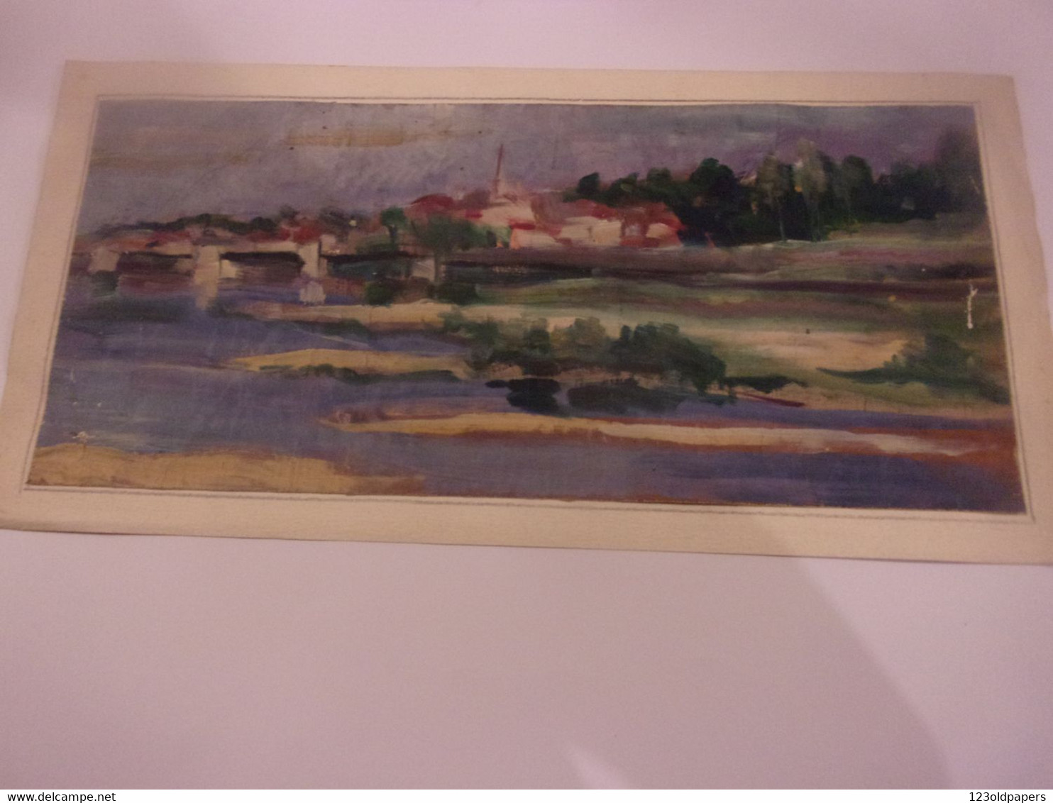 OLGA OLBY  Beasley 1900/1990  SUR TOILE BORDS DE LOIRE ?  NON SIGNEE MOLDAVIE LARMOR BADEN 49/22.5 CM - Other & Unclassified