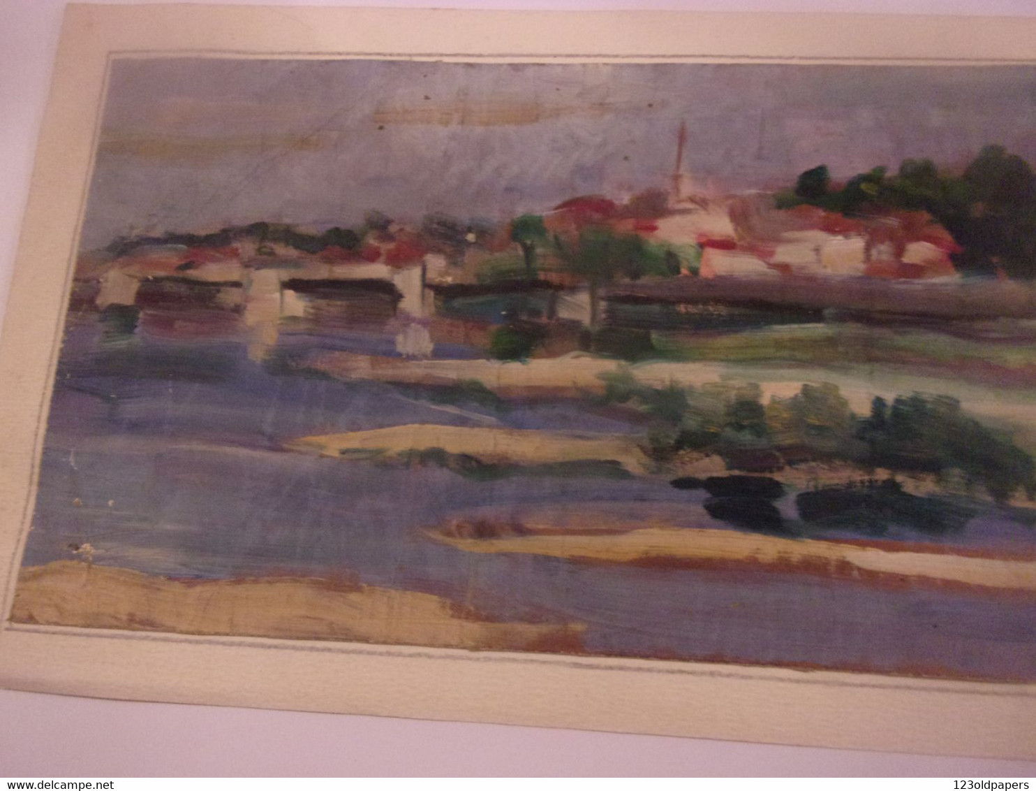 OLGA OLBY  Beasley 1900/1990  SUR TOILE BORDS DE LOIRE ?  NON SIGNEE MOLDAVIE LARMOR BADEN 49/22.5 CM - Sonstige & Ohne Zuordnung