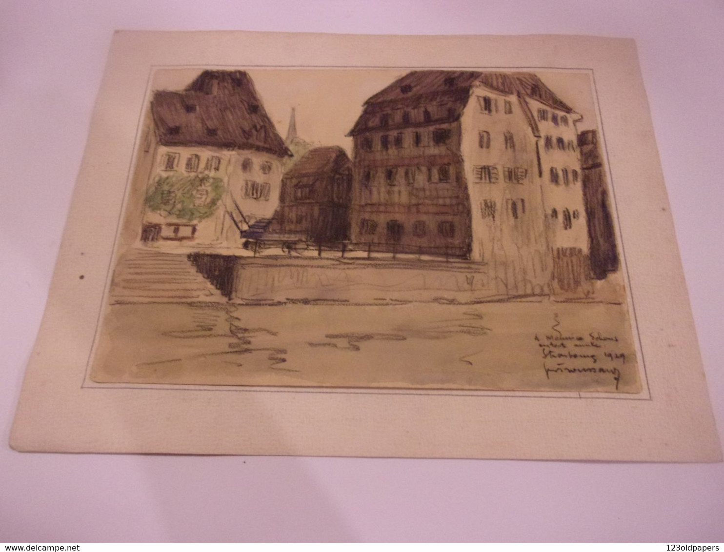 Alsace Strasbourg Henri-Georges TROUSSARD   (Tours 1896-1953) Dessin 1929 AVEC ENVOI 35/26CM - Sonstige & Ohne Zuordnung