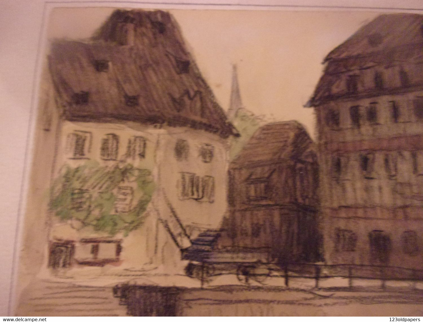 Alsace Strasbourg Henri-Georges TROUSSARD   (Tours 1896-1953) Dessin 1929 AVEC ENVOI 35/26CM - Autres & Non Classés