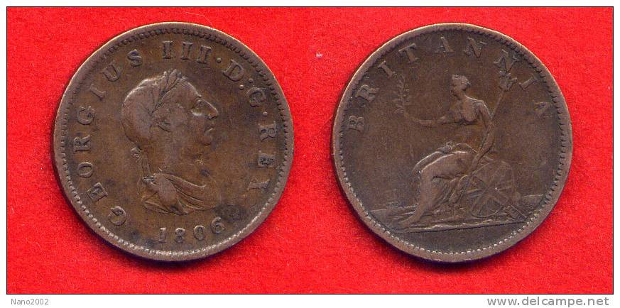 GRANDE BRETAGNE - GREAT BRITAIN - GEORGE III  -HALF PENNY 1806 - Otros & Sin Clasificación