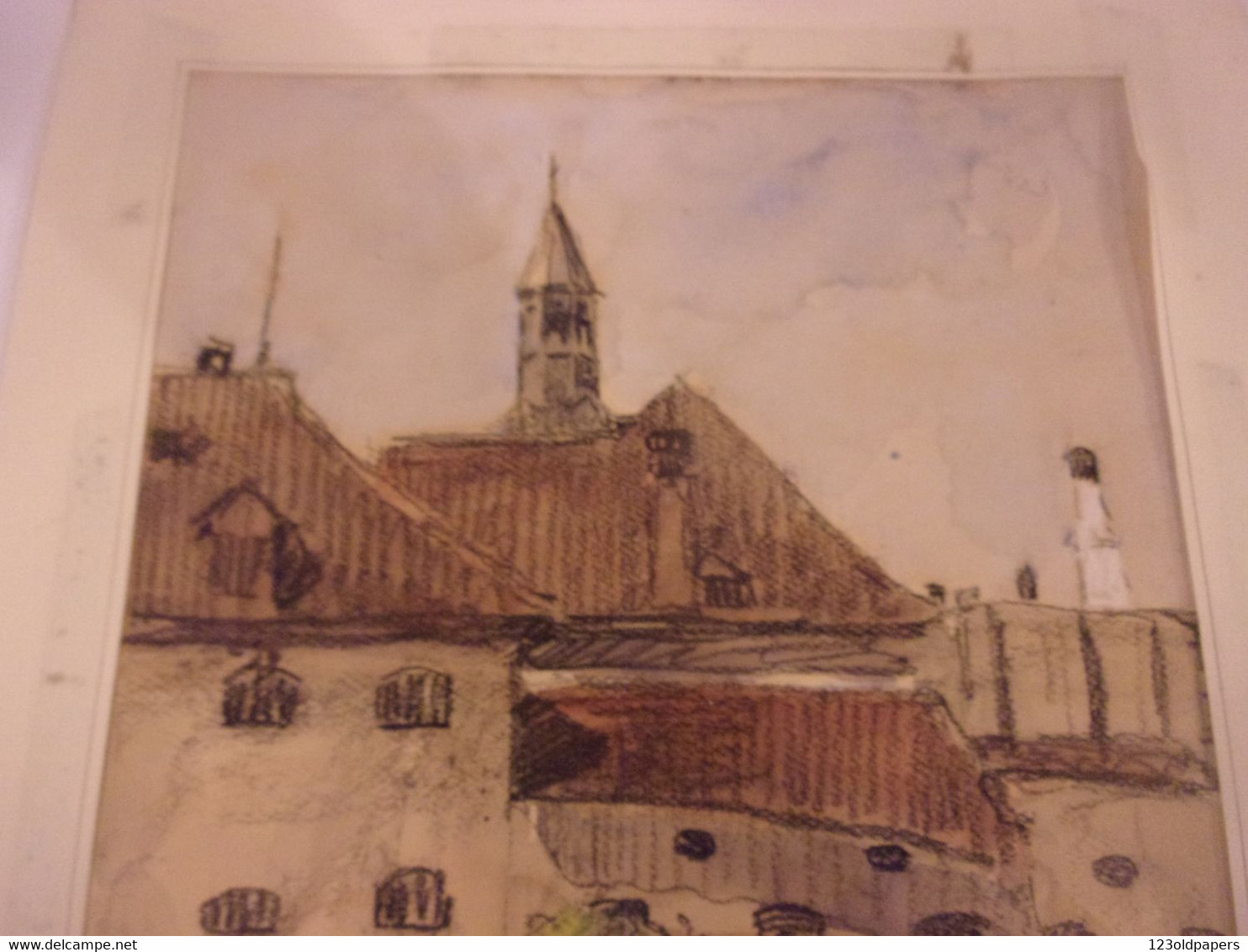 Alsace Strasbourg Henri-Georges TROUSSARD   (Tours 1896-1953) Dessin AQUARELLE ORIGINALE 34.5/26 CM - Otros & Sin Clasificación