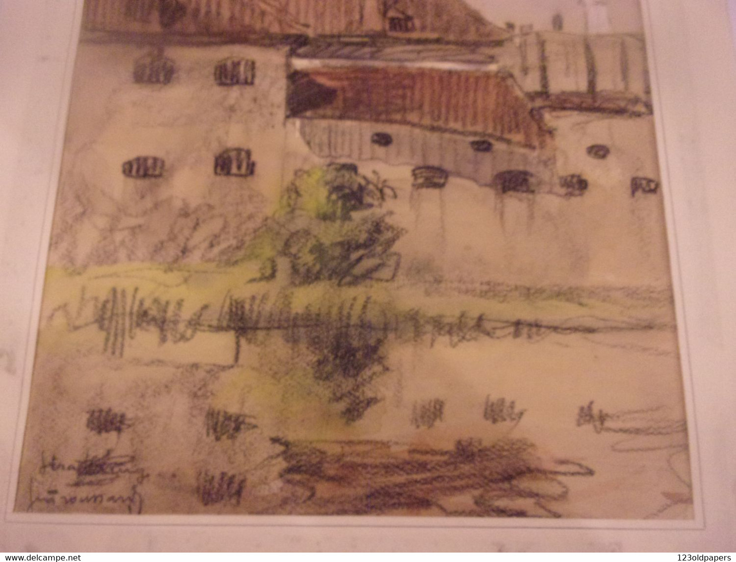 Alsace Strasbourg Henri-Georges TROUSSARD   (Tours 1896-1953) Dessin AQUARELLE ORIGINALE 34.5/26 CM - Otros & Sin Clasificación