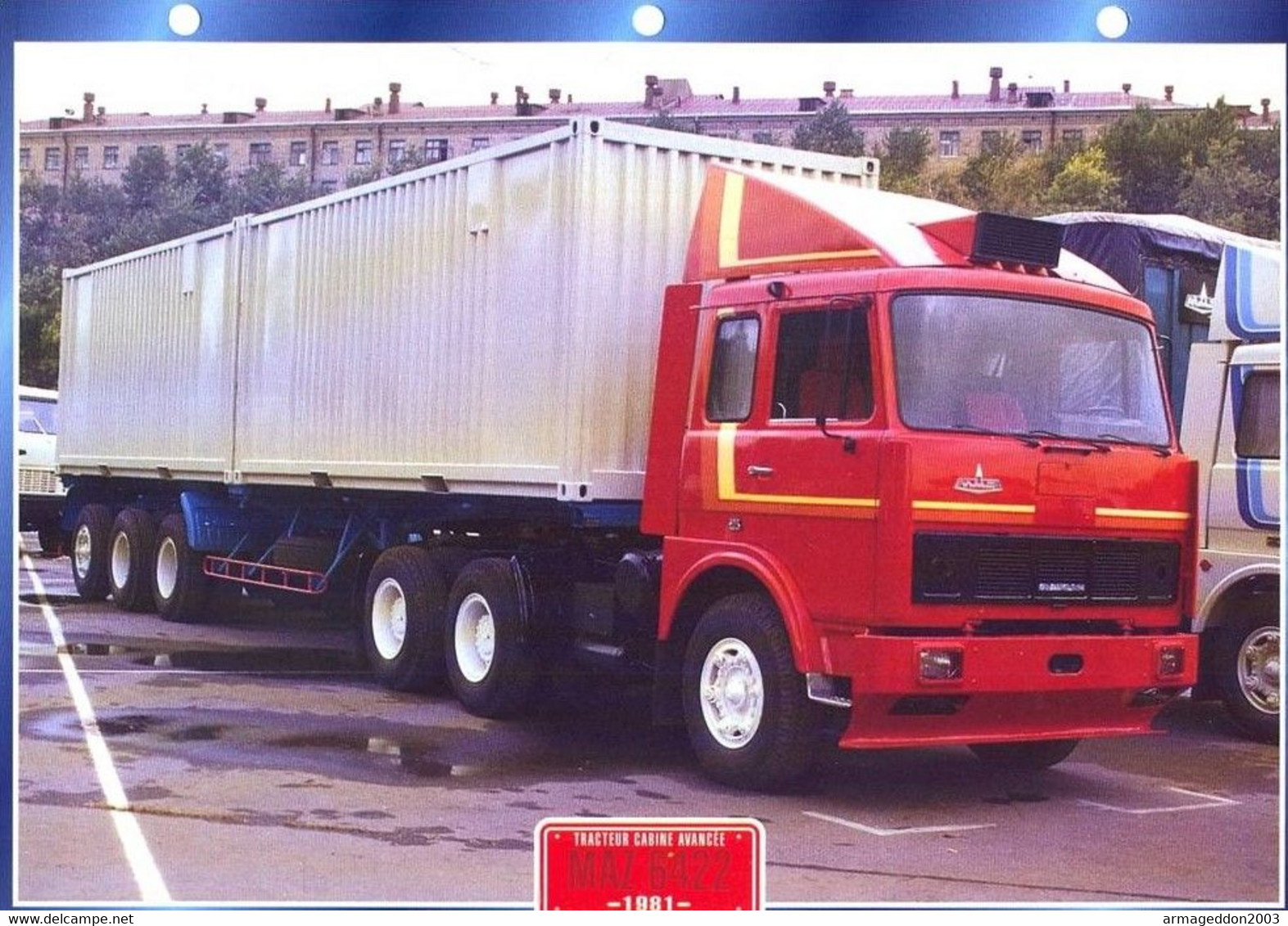 C2/ FICHE CARTONNE CAMION TRACTEUR CABINE RUSSIE 1981 MAZ 6422 - Camions