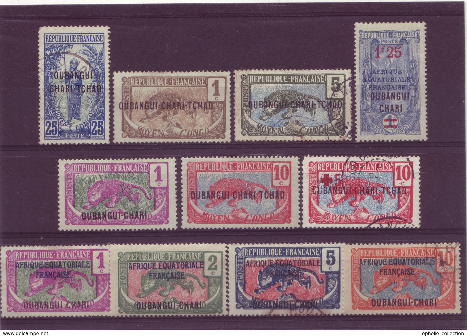 France - Colonies - Oubangui  - Lot De 11 Timbres Différents - (N°1-3-4-5-8-19-25-43-44-63-70) - 3652 - Andere & Zonder Classificatie