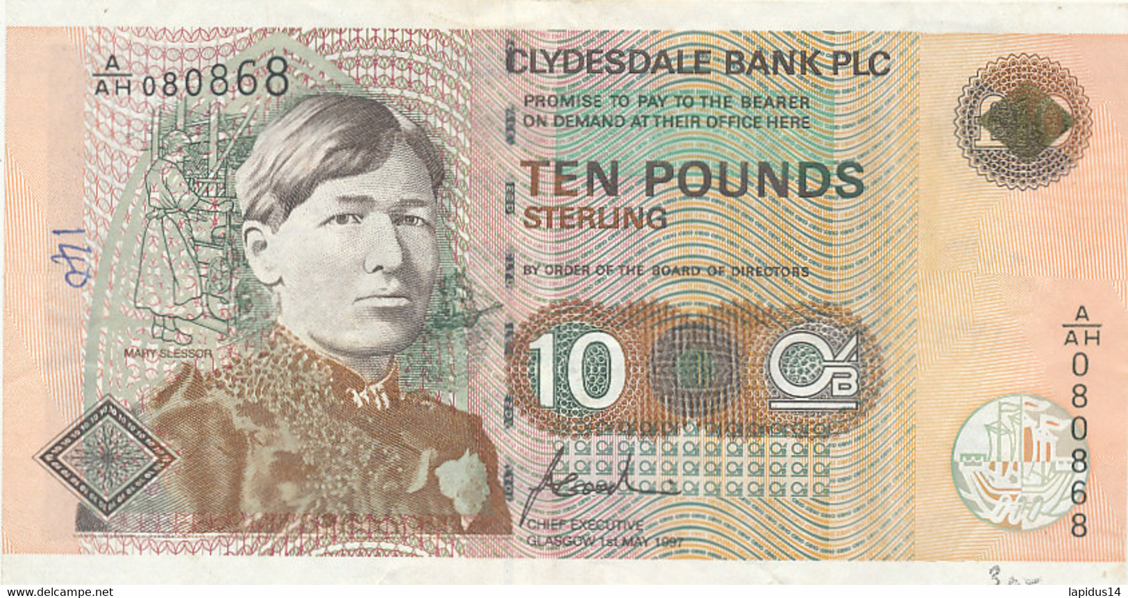 BILLET    SCOTLAND   CLYDESDALE BANK PLC   TEN POUNDS   10 POUNDS  1987 - 10 Pounds