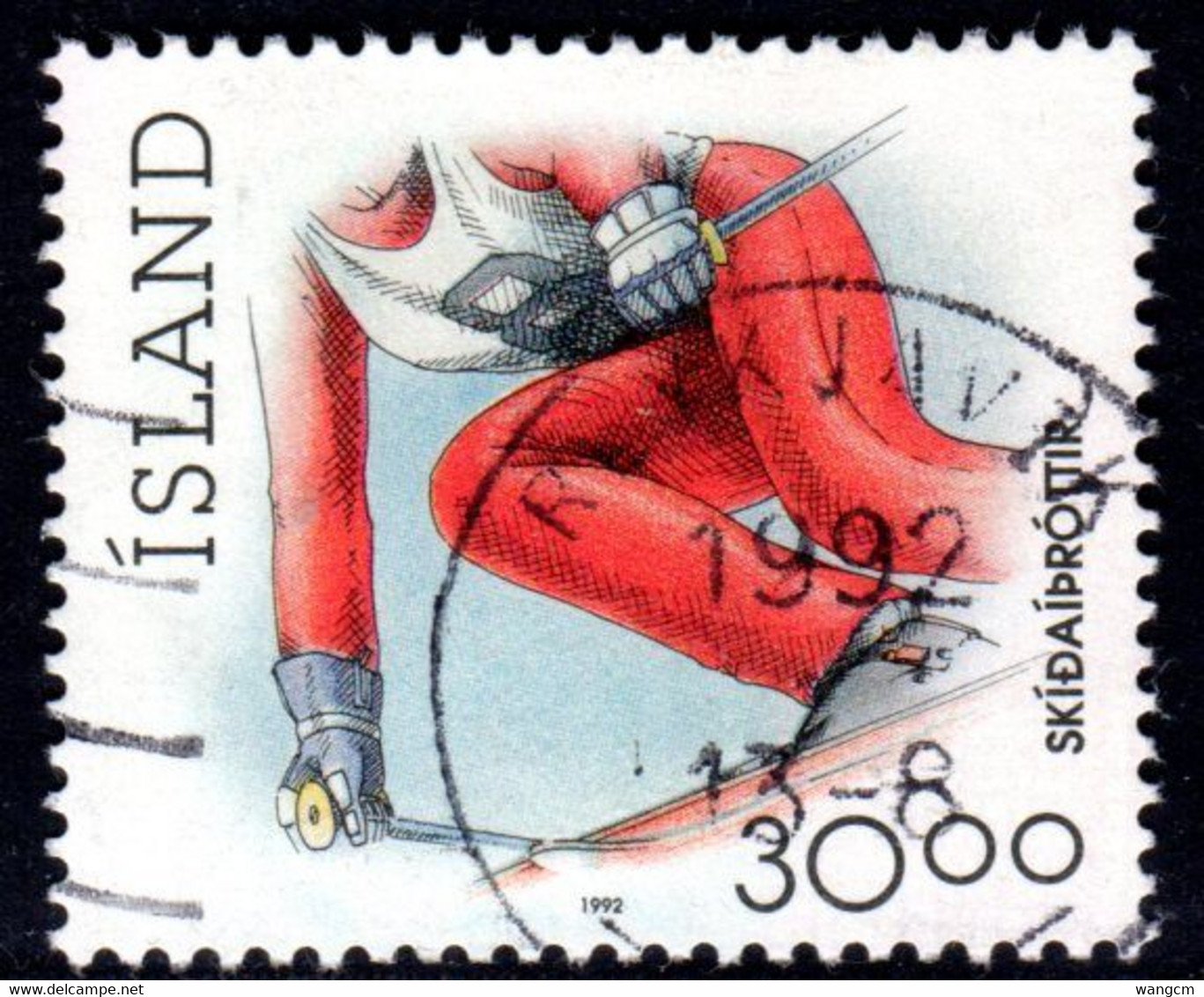 Iceland 1992 30k Sports - Skiing Fine Used - Used Stamps